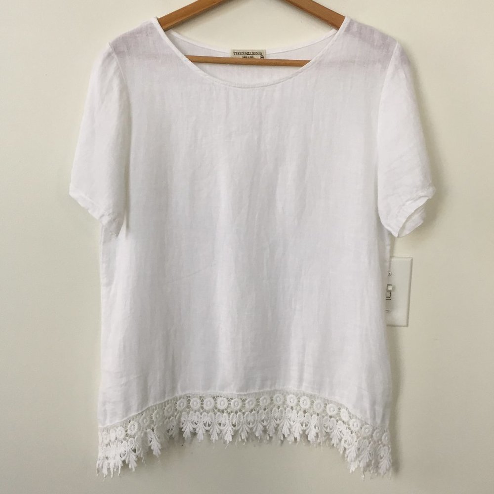 Terzo Millennio White 100% Linen Blouse